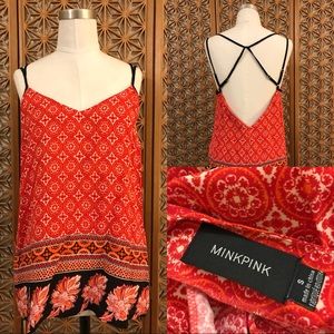 MINKPINK Print Top S Criss Cross Straps Back